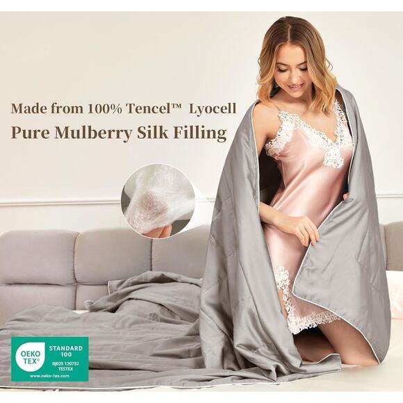KING All-Season 100% Pure Natural Mulberry Silk Comforter,Blanket,Duvet - Picture 2 of 7